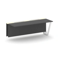 Сектор переговорного стола проходной Steel Meet KM-PR.B.SPPO-20 / Тиквуд Светлый – Графит Глянец – Металл Белый / 2000×800×750