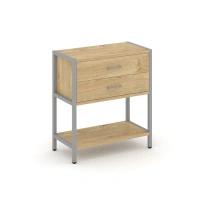 Односекционный стеллаж двухярусный с ящиками Shelf System SN.STM-212 Тиквуд Светлый/Металл Серый 810×400×879