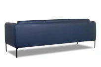Диван офисный трехместный Savoy Euroforma / Экокожа Euroline 980 / Серо-синяя / 2185×800×720
