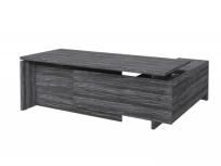 Стол для руководителя с опорной тумбой левый Festus FI-121L.DD / Фурнитура INOX / Древесина графит