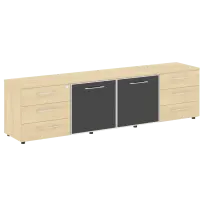 Тумба модульная LT.TS-4.2 black Yalta / Дуб Мали – Стекло Black 2188×450×580