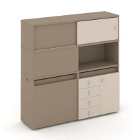 Estetica Набор №30. Тумба двойная+высокая надставка ES.NB.2V-30 Латте/Тиквуд тёмный 1500×410×1520
