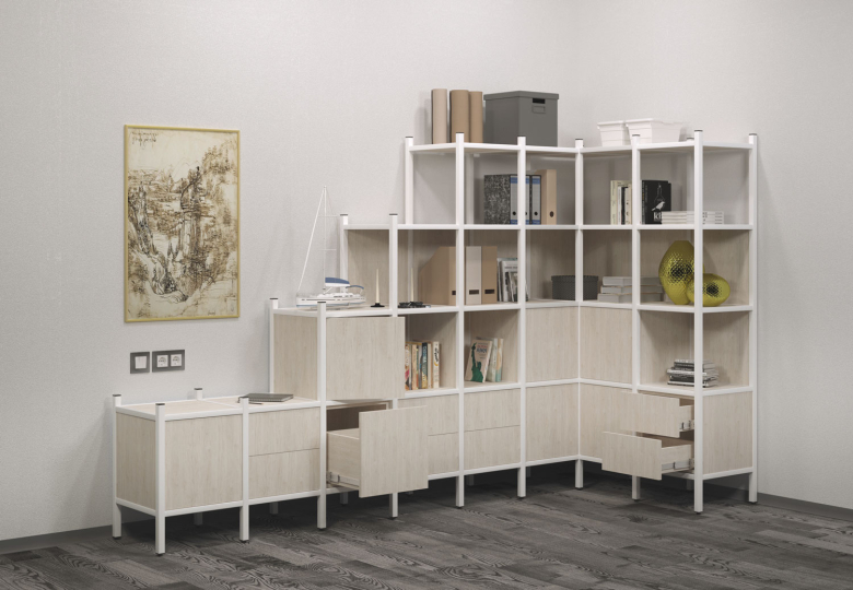 Мебель для персонала Loft цвет Денвер Светлый - Белый Металл
