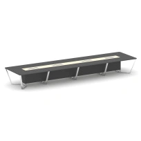 Стол для переговоров прямоугольный Steel Meet MM-PR.B.SP-20 / Тиквуд Светлый – Графит Глянец – Нержавеющая Сталь – Хром / 6400×1600×750