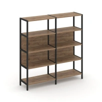 Двухсекционный стеллаж четырехъярусный Shelf System SN.STM-421 Тиквуд Светлый/Металл Черный 1590×400×1613