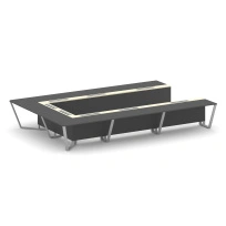 Стол для переговоров П-образный Steel Meet KM-PR.B.SP-15P / Тиквуд Светлый – Графит Глянец – Металл Серый / 4800×3200×750