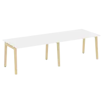 Onix Wood Стол переговорный (2 столешницы) OW.PRG-2.3 Белый бриллиант/Дуб светлый/Белый металл 2760×980×750