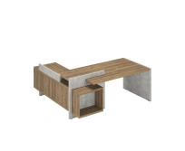 Стол для руководителя правый Wood&Stone / СФ-531212 / 2000×1798×840 / Дуб Чарльстон  / Бетон Чикаго