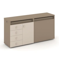 Estetica Набор №4. Тумба двойная+топ ES.NB.2T-4 Латте/Тиквуд тёмный 1500×410×750