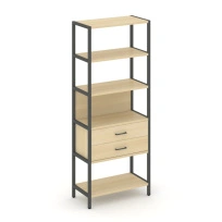 Односекционный стеллаж пятиярусный с ящиками Shelf System SN.STM-512 Дуб Табак/Антрацит/Металл Антрацит 810×400×1980