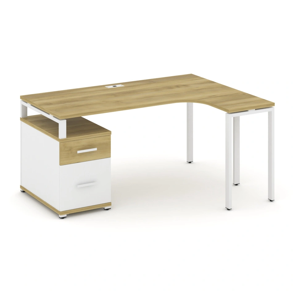 Concept Стол эргономичный правый CN.SA-304(R) W Дуб винченцо/Белый бриллиант/Белый металл 1580/1946×1180×750