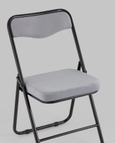 Складной стул Джонни велюр серый каркас черный матовый