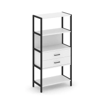 Односекционный стеллаж четырехъярусный с ящиками Shelf System SN.STM-412 Тиквуд Светлый/Металл Черный 810×400×1613