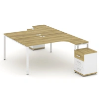 Concept Стол-бенч с 2 опорными тумбами CN.DSA-306 W Кобо/Металл Белый 1580×2400×750