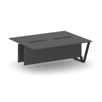 Сектор переговорного стола проходной Steel Meet L=2000 KD-PR.B.SPPW-20 / Тиквуд Светлый – Металл Черный / 2000×1600×750
