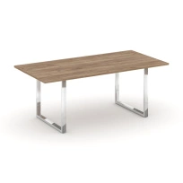 Стол для переговоров без лючка на О-образном металлокаркасе Style Project Direct Lux M-SN-6O.SPRG-198.3 Тиквуд Светлый/Нержавеющая Сталь/Хром 1980×980×750