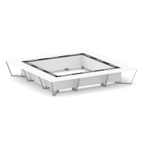 Стол для переговоров квадратный Steel Meet KM-PR.B.SP-24K / Тиквуд Светлый – Графит Глянец – Металл Серый / 4800×4800×750