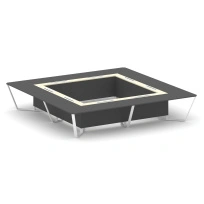 Стол для переговоров квадратный Steel Meet KM-PR.B.SP-20K2 / Тиквуд Светлый – Графит Глянец – Металл Белый / 4000×4000×750