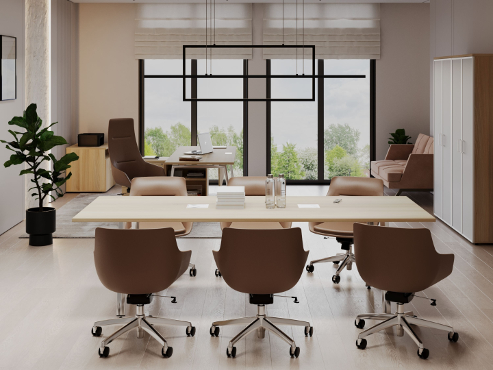 Столы для переговоров Style Project Direct Lux цвет Акация Лорка - Нержавеющая сталь