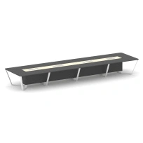 Стол для переговоров прямоугольный Steel Meet KM-PR.B.SP-20 / Тиквуд Светлый – Графит Глянец – Металл Белый / 6400×1600×750