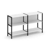 Двухсекционный стеллаж двухярусный Shelf System SN.STM-221 Тиквуд Светлый/Металл Черный 1590×400×879