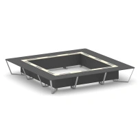 Стол для переговоров квадратный Steel Meet KM-PR.B.SP-24K / Тиквуд Светлый – Графит Глянец – Металл Серый / 4800×4800×750