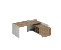 Стол для руководителя правый Wood&Stone / СФ-531222 / 1800х1798х840 / Дуб Чарльстон  / Бетон Чикаго