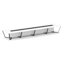 Стол для переговоров прямоугольный Steel Meet KM-PR.B.SP-20 / Тиквуд Светлый – Графит Глянец – Металл Антрацит / 6400×1600×750