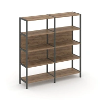 Двухсекционный стеллаж четырехъярусный Shelf System SN.STM-421 Тиквуд Светлый/Металл Антрацит 1590×400×1613