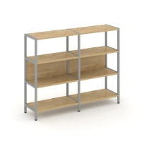 Двухсекционный стеллаж трехъярусный Shelf System SN.STM-321 Тиквуд Светлый/Металл Серый 1590×400×1246