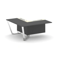Завершающий угловой модуль левый Steel Meet MM-PR.B.SPZOU-16(L) / Тиквуд Светлый – Графит Глянец – Нержавеющая Сталь – Хром / 1600×1600×750