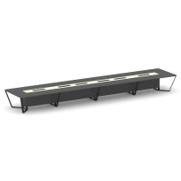 Стол для переговоров прямоугольный Steel Meet KM-PR.B.SP-24 / Тиквуд Светлый – Графит Глянец – Металл Черный / 8000×1600×750