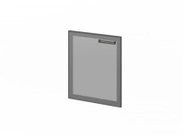 Дверь низкая стеклянная в профиле левая Festus FB-013L / Фурнитура ЧЕРНАЯ / Стекло серое / Черный