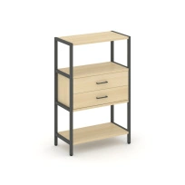 Односекционный стеллаж трехъярусный с ящиками Shelf System SN.STM-312 Тиквуд Светлый/Металл Антрацит 810×400×1246
