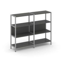 Двухсекционный стеллаж трехъярусный Shelf System SN.STM-321 Тиквуд Светлый/Металл Серый 1590×400×1246