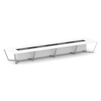 Стол для переговоров прямоугольный Steel Meet KM-PR.B.SP-20 / Тиквуд Светлый – Графит Глянец – Металл Серый / 6400×1600×750