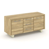 Тумба для документов большая (греденция) Corner (Корнер) COR.GRB Каштан Тоскана/Металл Черный Глянец 1296×450×600