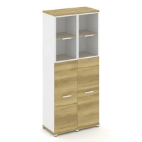 Concept Шкаф 2 узкие секции, 5 ниш CN.STU-525 RPW W Кобо/Белый Бриллиант/Металл Белый/Прозрачный 836×420×1922