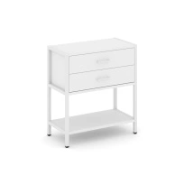 Односекционный стеллаж двухярусный с ящиками Shelf System SN.STM-212 Тиквуд Светлый/Металл Белый 810×400×879