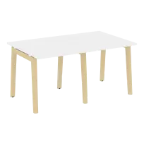 Onix Wood Стол переговорный (2 столешницы) OW.PRG-2.0 Белый бриллиант/Дуб светлый/Белый металл 1560×980×750