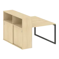 Metal System Quattro Р. ст. с шкафом-купе на О-образном м/к 40БО.РС-СШК-2.1 Т Акация/Антрацит металл 1410*1475*1098