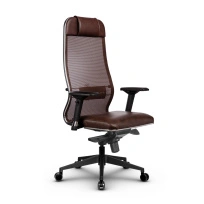 Кресло для руководителя Метта L 1m 36/4D_17840_Сетка X2 - Коричневый_Кожа перфорированная NewLeather - Темно-коричневый
