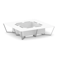 Стол для переговоров квадратный Steel Meet KD-PR.B.SP-16K / Тиквуд Светлый – Металл Серый / 3200×3200×750