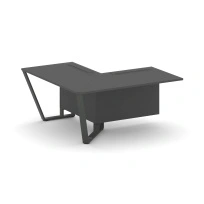 Завершающий угловой модуль левый Steel Meet KD-PR.B.SPZOU-16(L) / Тиквуд Светлый – Металл Антрацит / 1600×1600×750