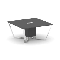Стол для переговоров квадратный Steel Meet MD-PR.B.SP-08 / Тиквуд Светлый – Нержавеющая Сталь – Хром / 1600×1600×750