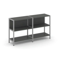 Двухсекционный стеллаж двухярусный Shelf System SN.STM-221 Тиквуд Светлый/Металл Серый 1590×400×879